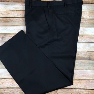 Van Huesen Black Pin Stripe Studio Flat Front Dress Pants
